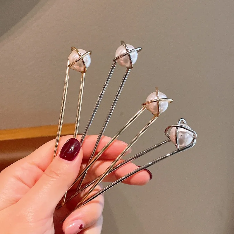 1pc New Elegant Exquisite Alloy Hairpin With Female Temperament Head Daily Woven Hair U-shaped Fashion Hairpin Headpiece