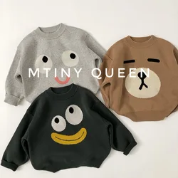 2024 Autumn New Children Sweater Cute Cartoon Pattern Boys Knitted Pullover Cotton Toddler Girls Casual Knitwear Kids Clothes