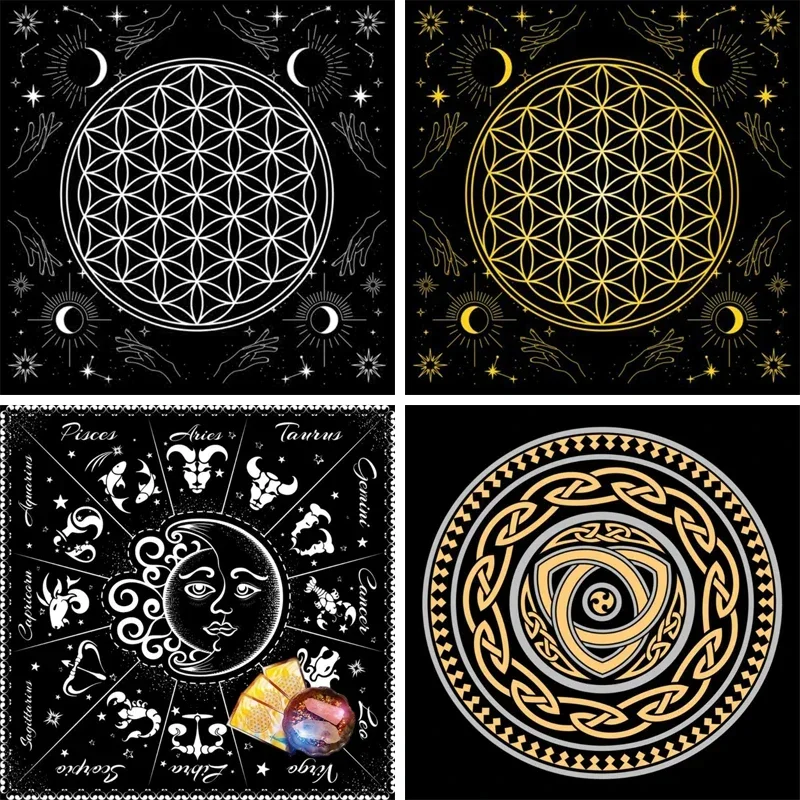 5 Types Square Shape Pendulum Divination Altar Tablecloth Board Game Tarot Pad Rune Table Cloth Astrology Oracles Board Game