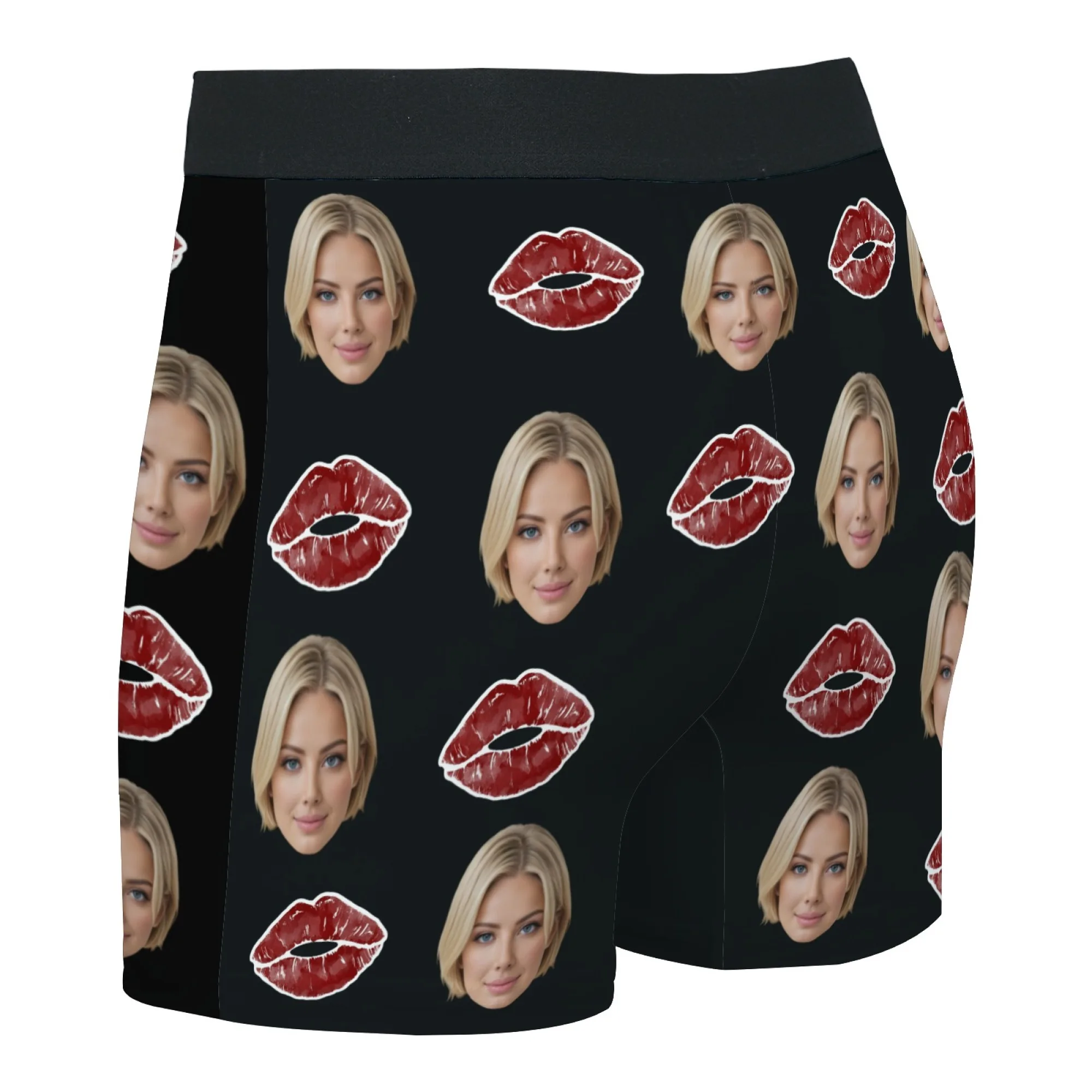 Personalized Face Photo Underwear lips print Boxer Briefs Custom Men Valentine's Day Gift For Husband Anniversary Gift for Dad view 4