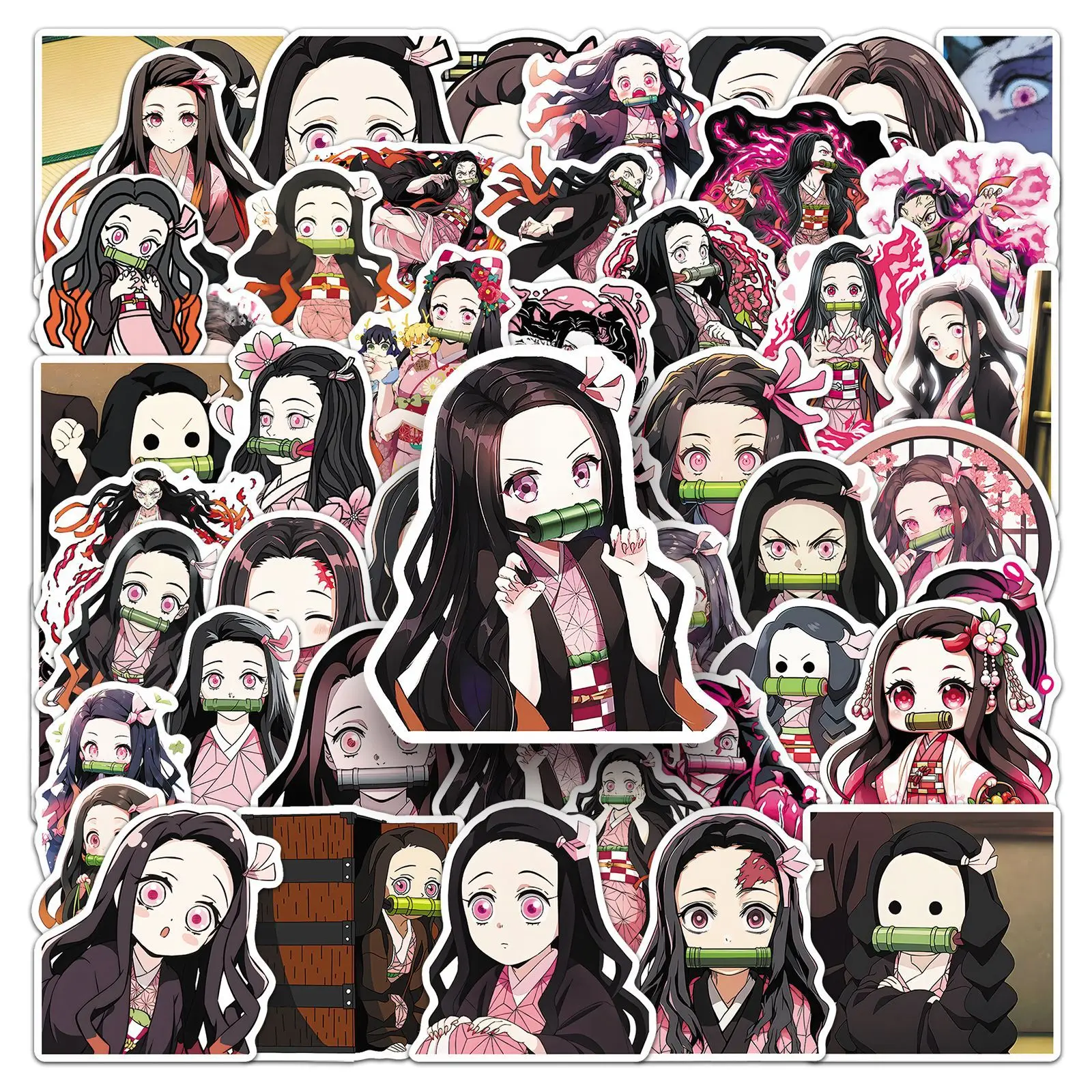 50Pcs Anime Kamado Nezuko Stickers DIY Stickers Scrapbooking Phone Luggage Skateboard Waterproof Decals