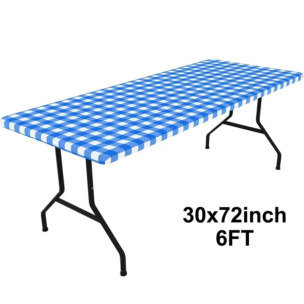 New 30x72inch Spandex Tablecloth Waterproof Oil-Proof Fitted Table Cover 6FT Rectangle Stretch Tablecloth Cover Home Use