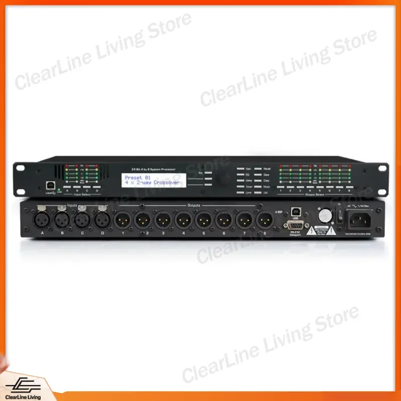 Professional Digital Audio Processor DSP Reverb EQ Speaker Manager for Stage Outdoor Sound System Karaoke PA Equipment