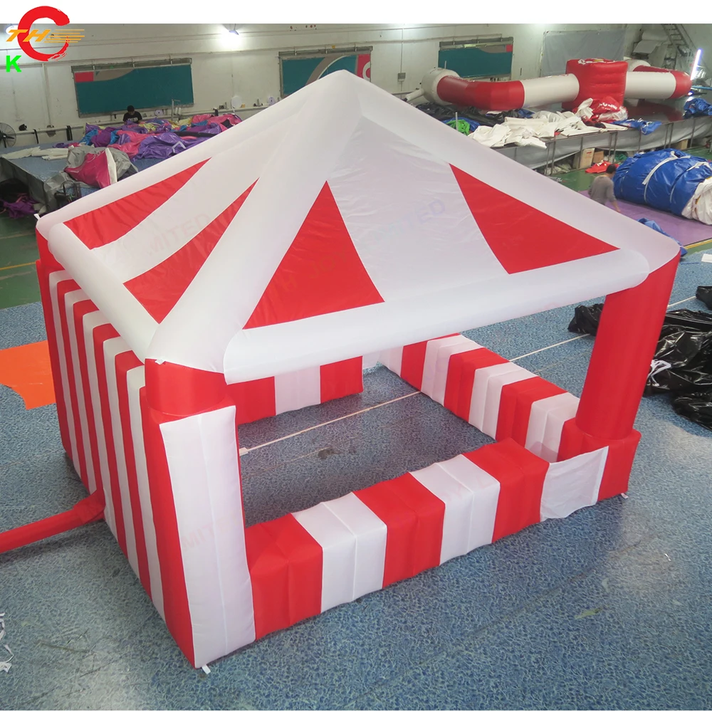 Tienda de campaña inflable para carnaval, hinchable, soplador de aire gratis, color rojo y blanco, 4x4m