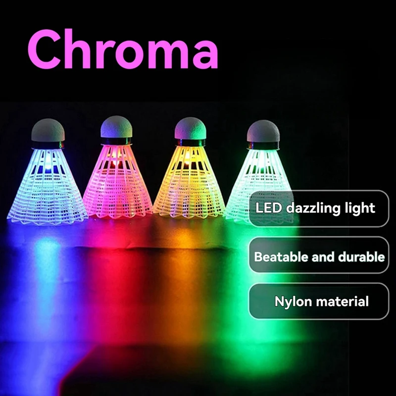 ABHU 4 قطعة كرات كرة الريشة المضيئة LED البلاستيك الرغوي الرياضة الريشة تضيء الريشة مجموعة كرة الريشة