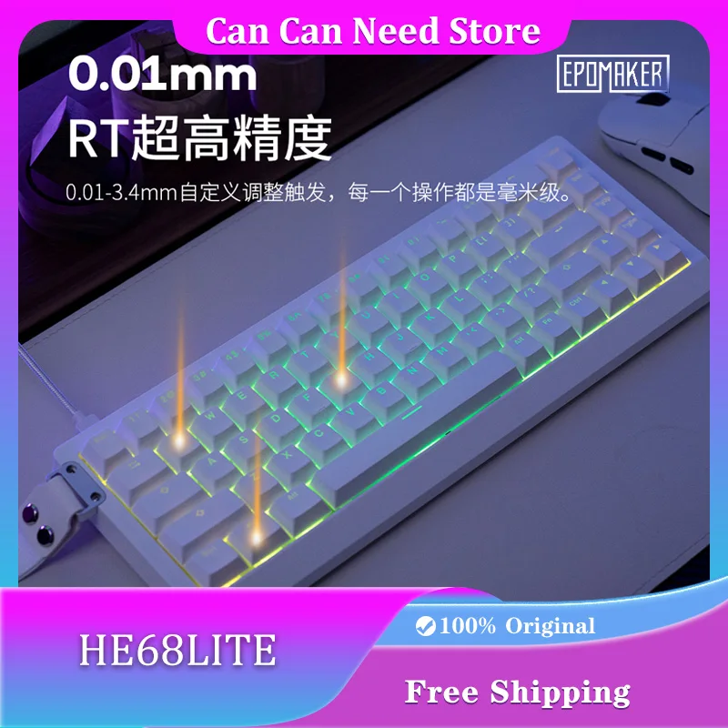 

EPOMAKER HE68 Lite Magnetic Switch Mechanic Keyboard Wired RGB Hot Swap Gasket 8K RT0.01MM Lightweight Custom Game Keyboard