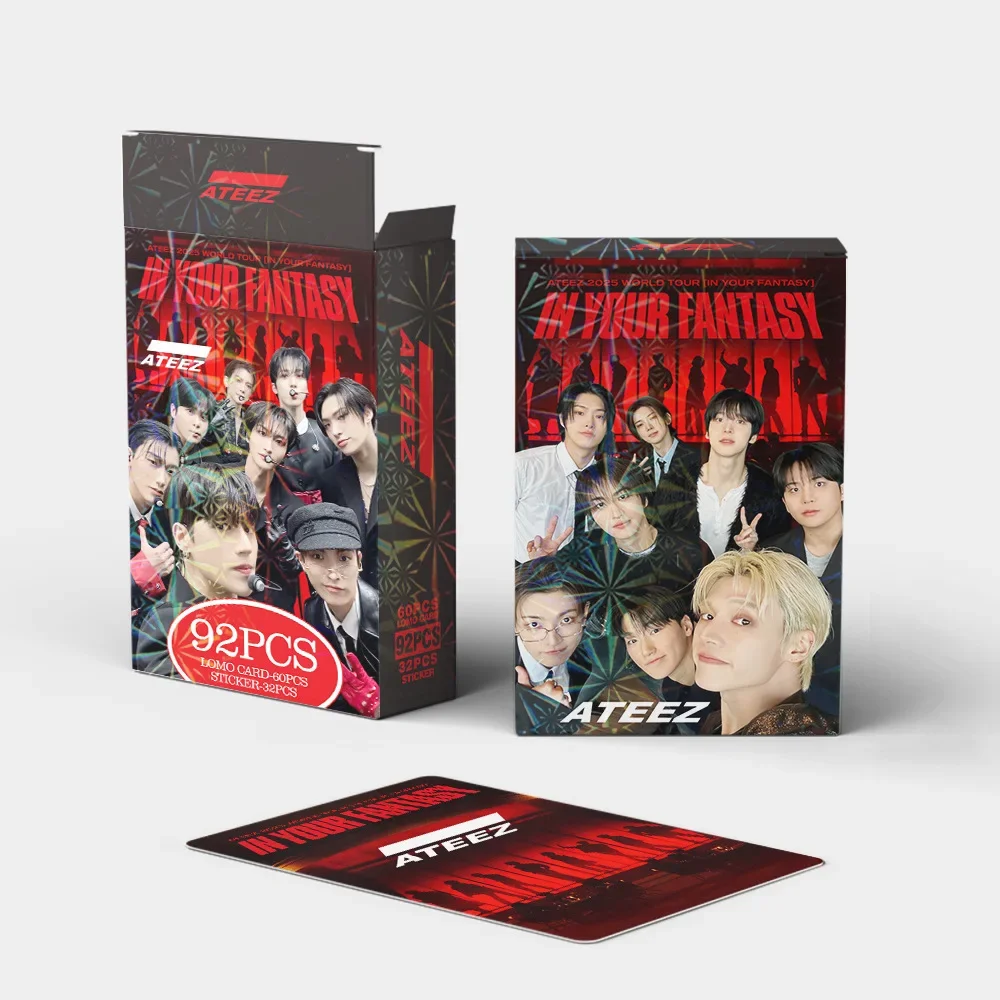 

92pcs/box Kpop ATEEZ World Tour Merchandise Photo Card Hongjoong Seonghwa Yunho Yeosang LOMO Cards for Fans Gift