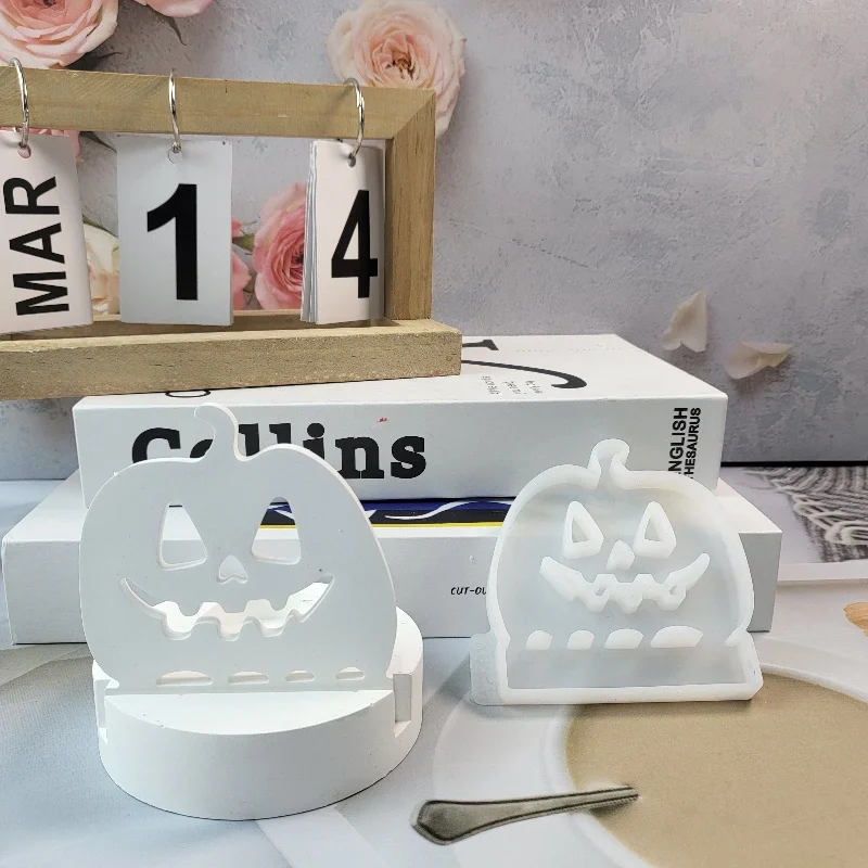 DIY Hollow Pumpkin Plug-in Candle Holder Silicone Mold Cement Plaster Clay Cast Resin Decorative Mold Home Decoration