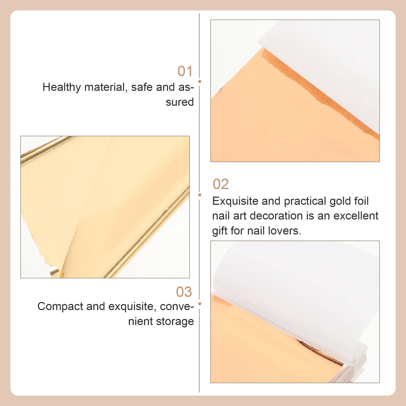 

300 Sheets Foil Nail Decor Gold Foil Sheets Nail Art Paillette Glittering DIY Flake Decor Suitable for Artificial Nails