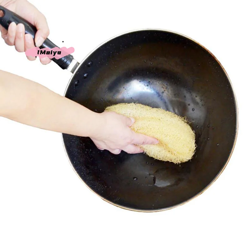 M-Natural Loofah Luffa Sponge Biodegradable Strong Cleaning Sponge Long Non-stick Dishwashing Artifact Pot Brush Dish Towels