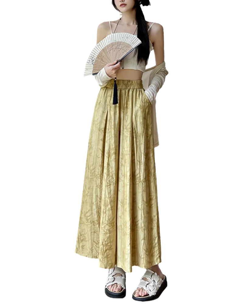 Summer Fashion Street Casual Woman Skirts New Chinese New Sweet Lady Women Skirts Loose White Gray Yellow Green Skirts Female