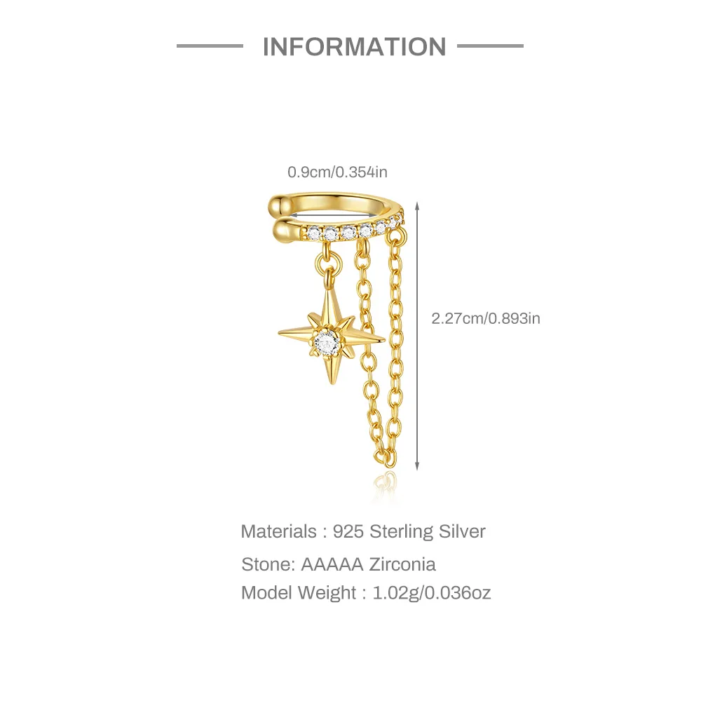 CANNER Horse Eye Cartilage Spiral Piercing Tassel Earring For Women Eight Pointed Star Bow Butterfly Flower Stud Earring Gift