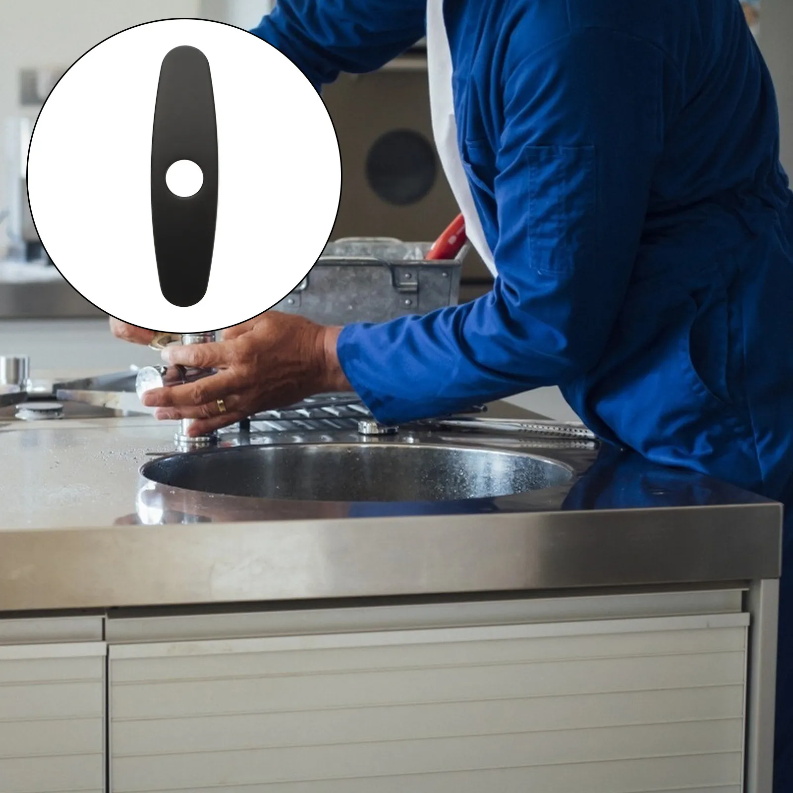 

Black Stainless Steel 10 Inch Faucet Deck Plate Sink Hole Cover Brushed Escutcheon Plate Single Hole Faucet Cover Kitchen