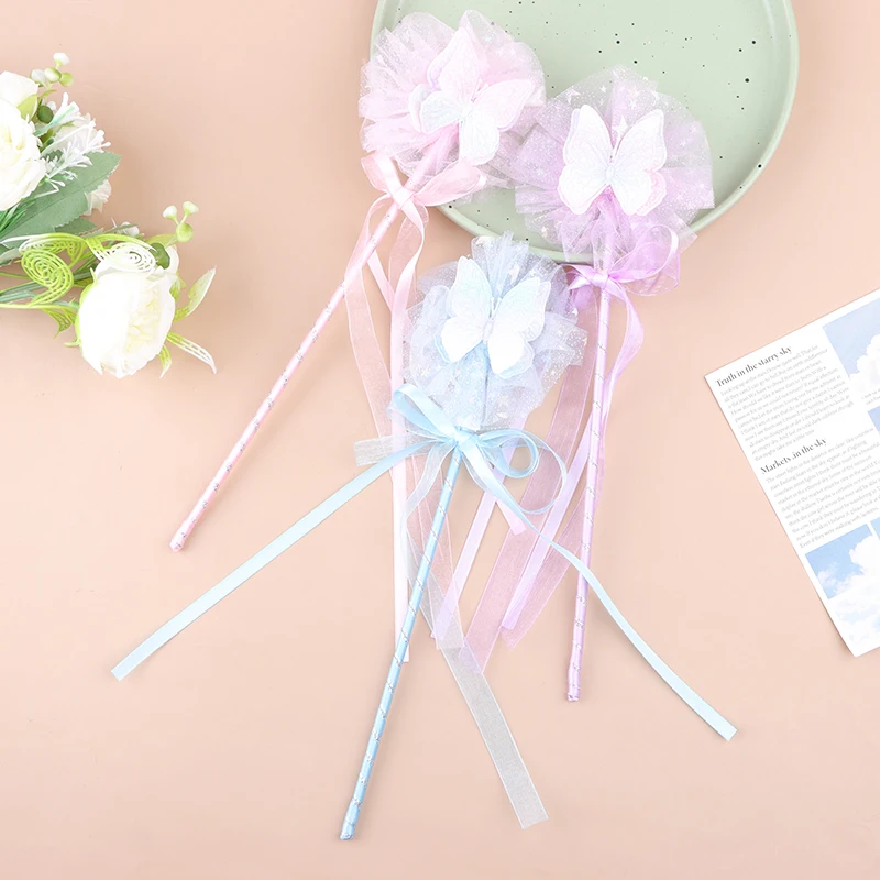Cute Butterfly Magic Stick Fairy Wand Princess Cosplay Props Wand For Girls Birthday Halloween Party Supplies