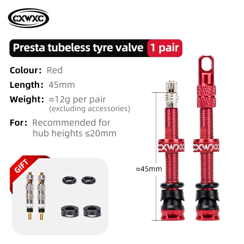 CXWXC 1 Paar Fiets Presta Ventiel 45/65/85mm Aluminium Ventiel Voor Tubeless Road/MTB/grindfiets Velg Ventiel Accessoires