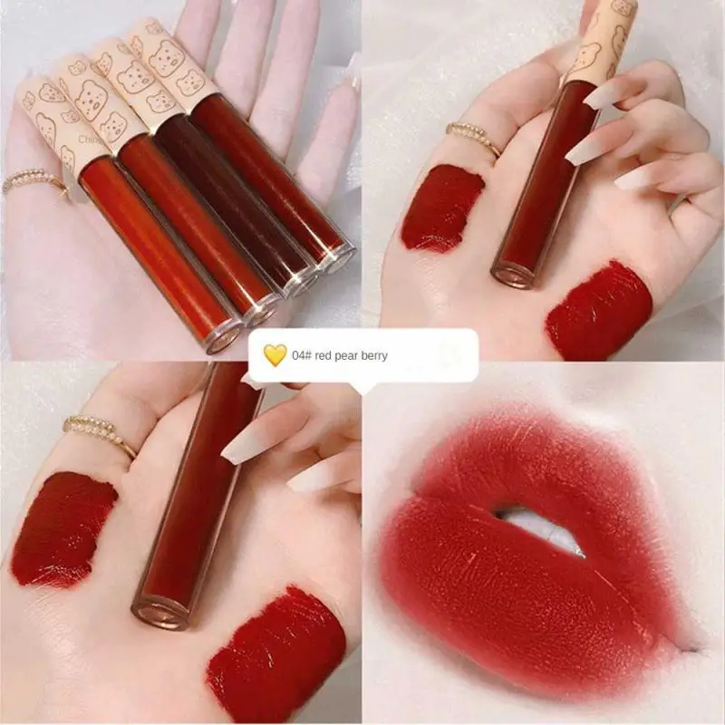 Lip Gloss Matte Velvet Lip Mud Matte Chocolate Lipstick Red Lip Tint Lip Glaze Korean Waterproof Lasting Makeup Cosmetics