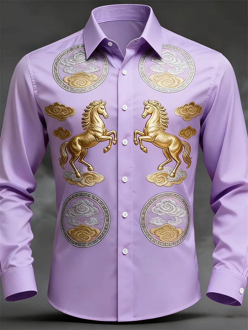 

Новая мужская рубашка с длинным рукавом, повседневная, с пуговицами и лацканами, с 3D-принтом в виде лошади, роскошная мужская верхняя одежда, мягкая и комфортная.