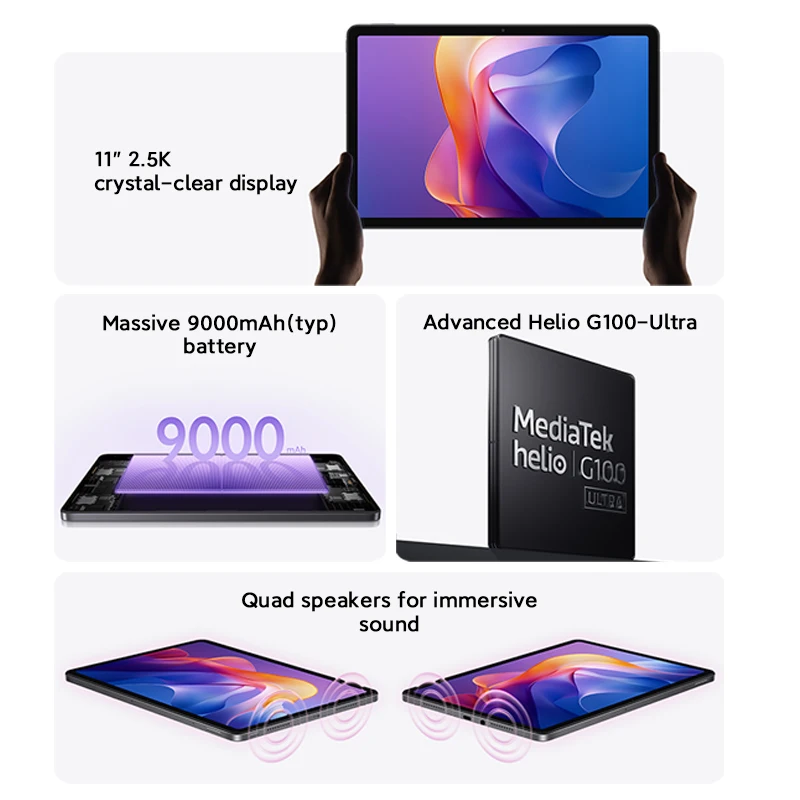 Global Version Xiaomi Redmi Pad 2 WiFi 128GB/256GB Advanced Helio G100-Ultra 11" 9000mAh Battery 2.5K Cystal-clear Display
