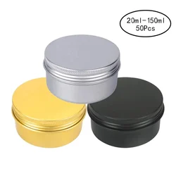Tarro de aluminio para velas, contenedor de crema cosmética de plata, botella rellenable de muestra, caja de almacenamiento de Metal de 30/50/60ml, 80/100/150ml, 50 unidades