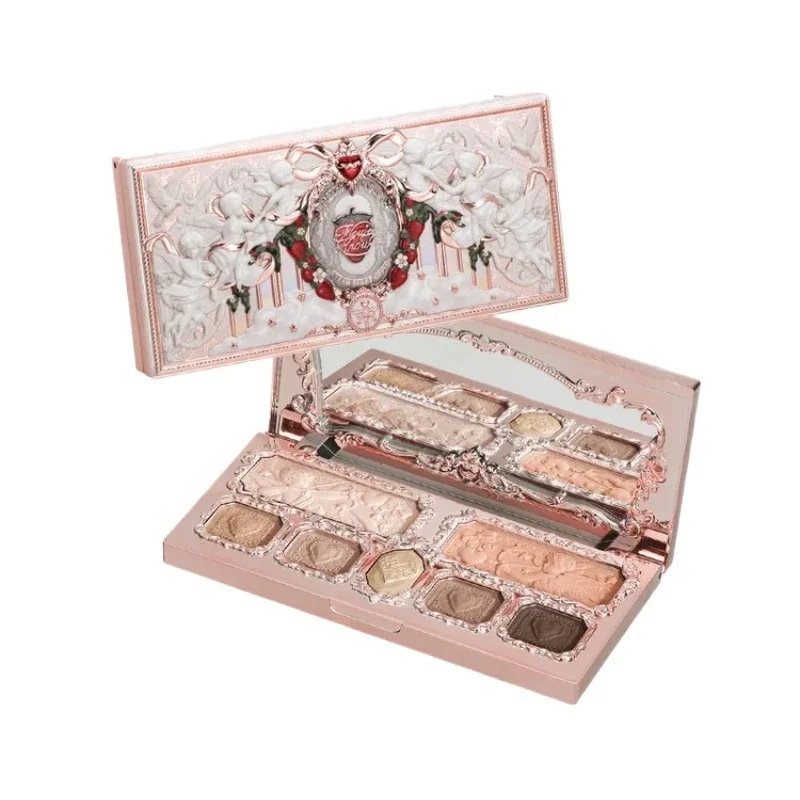 Flowerknows Strawberry Cupid Collection Facial Complexion Palette Blush อายแชโดว์ Highlighter Flower Know Face Bronzer Palette