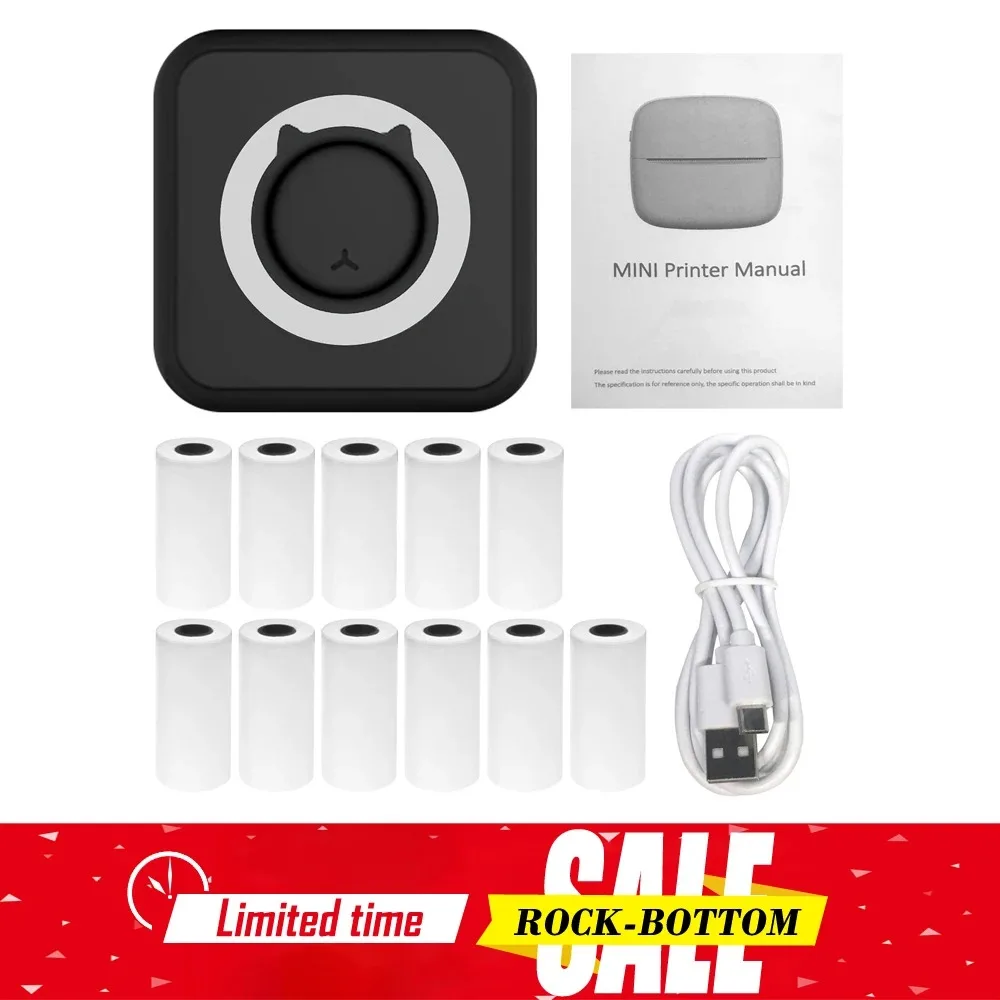Mini-imprimante thermique portable efficace et rapide, imprimante photo de poche sans encre pour notes d'étude, images, bricolage