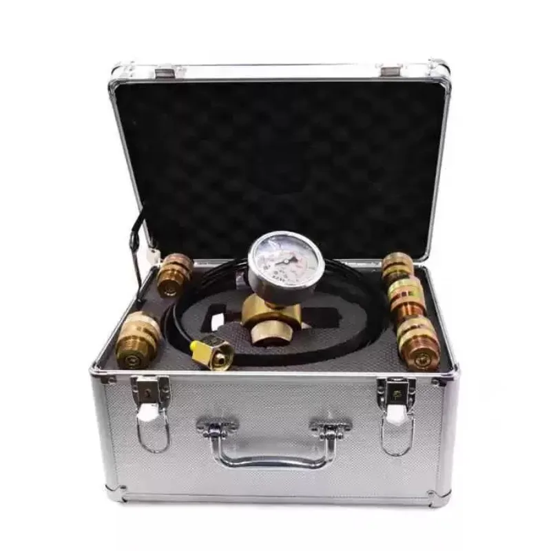 Portable 6‑in‑1 Accumulator Nitrogen Charge Kit 40MPa Hydraulic Pressure Test Gauge Assembly