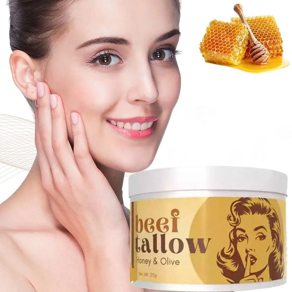 

1pcs 25g Beef Tallow Face Moisturizer Whipped Beef Grass & Face Skin Balm Fed care Body Grass & Skin Finished Tallow Honey U5L3