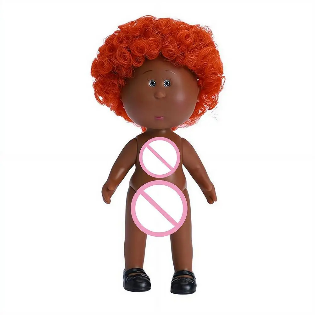 14cm Mini-Kartoffelpuppe mit 5 beweglichen Gelenken, DIY Vinyl-Süße Puppen, Spielzeug mit lockigem Haar, 14cm Vinylpuppe mit Bohnenaugen, dunkelhäutige Anziehpuppe – Detail 1