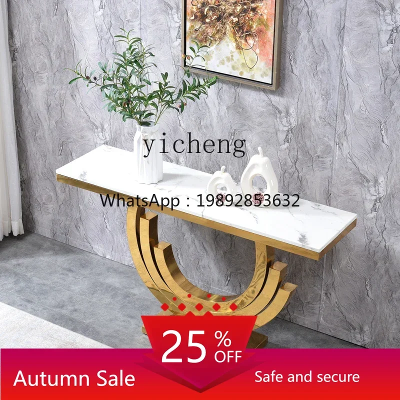 

postmodern light luxury entrance table stainless steel titanium creative marble entrance table against the wall