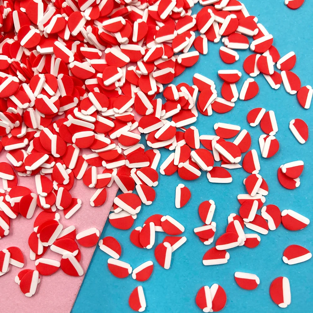 100g Cute Christmas Hat Clay Slices Polymer Hot Clay Sprinkles for Craft DIY Making Phone Case Nails Art Decoration Accessories