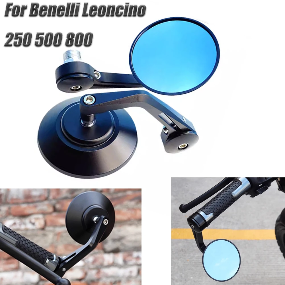 Per BENELLI Leoncino 500 250 800 502c 752s TRAIL 302S 150S Specchio per moto Maniglia in vetro blu Bar End Specchietti retrovisori laterali