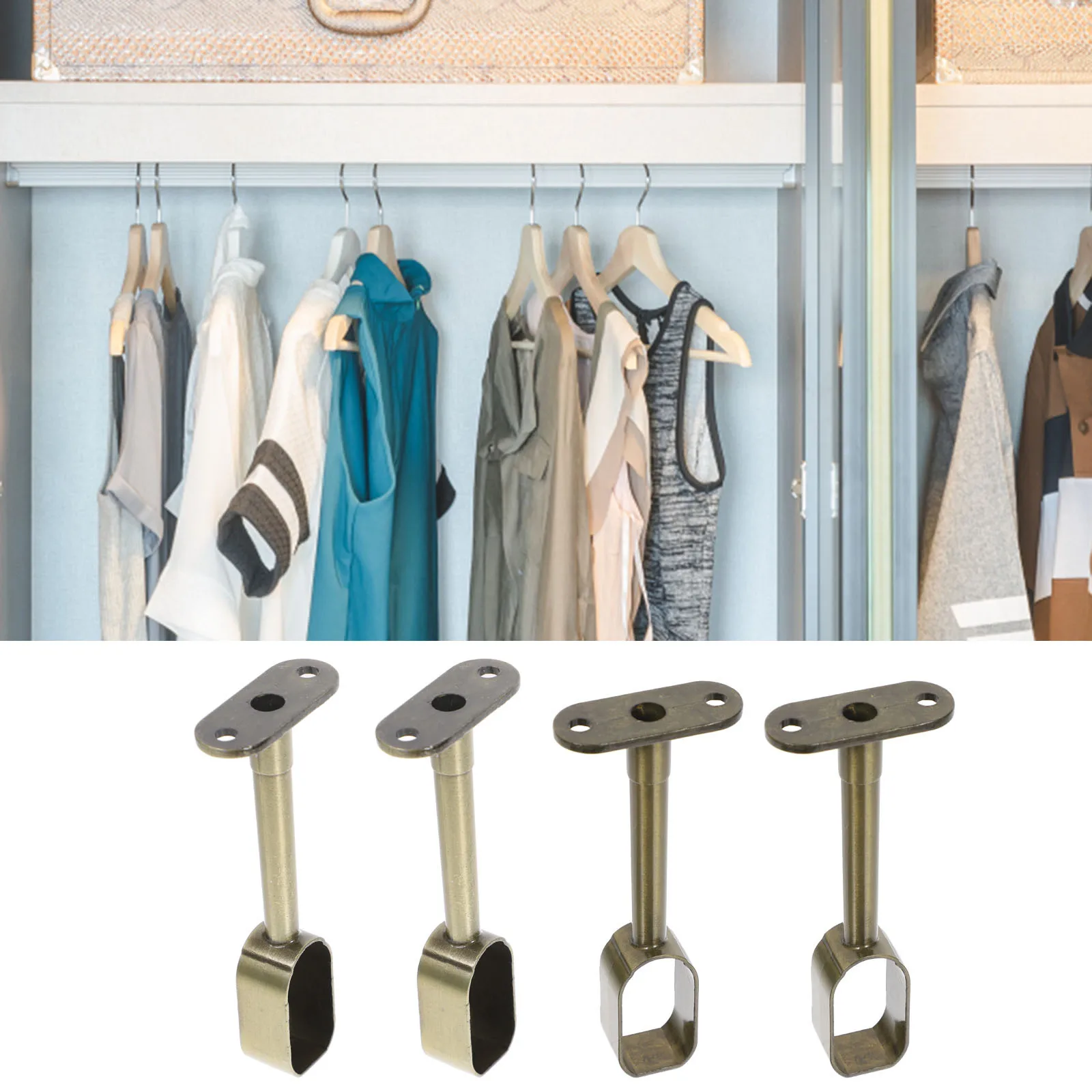 

4 шт., кронштейн для стержня для гардероба, держатель для труб из цинкового сплава, простая установка для одежды, занавески, кухонные опорные кронштейны для хранения