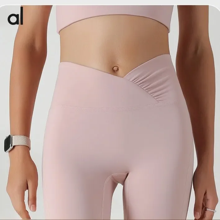 Al Yoga pants women's fitness running sports 2024 new spring and fall belly lifting hip tight bottoming pants nude stretch