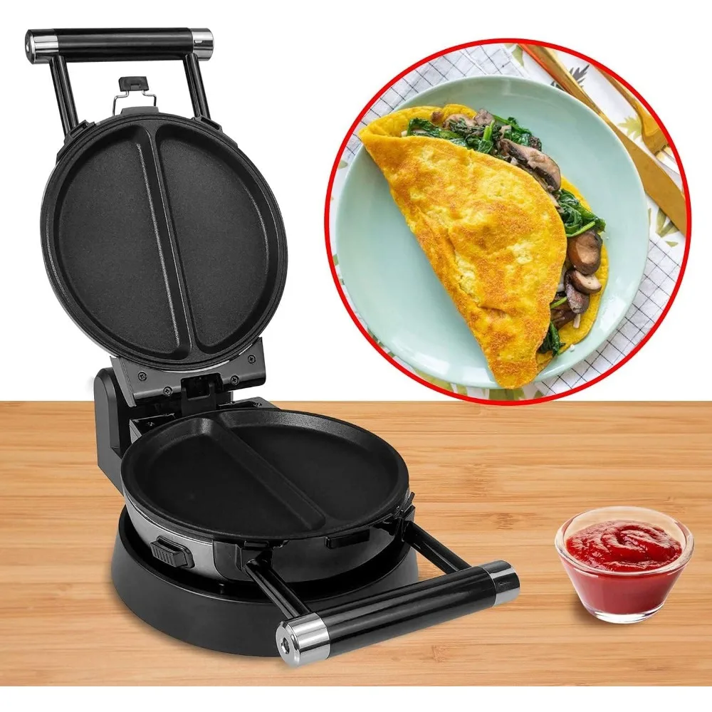 3-in-1 Waffle, Omelet, Egg Waffle Maker, 3 Removable Nonstick Baking Plates, Upgraded 360 Rotating