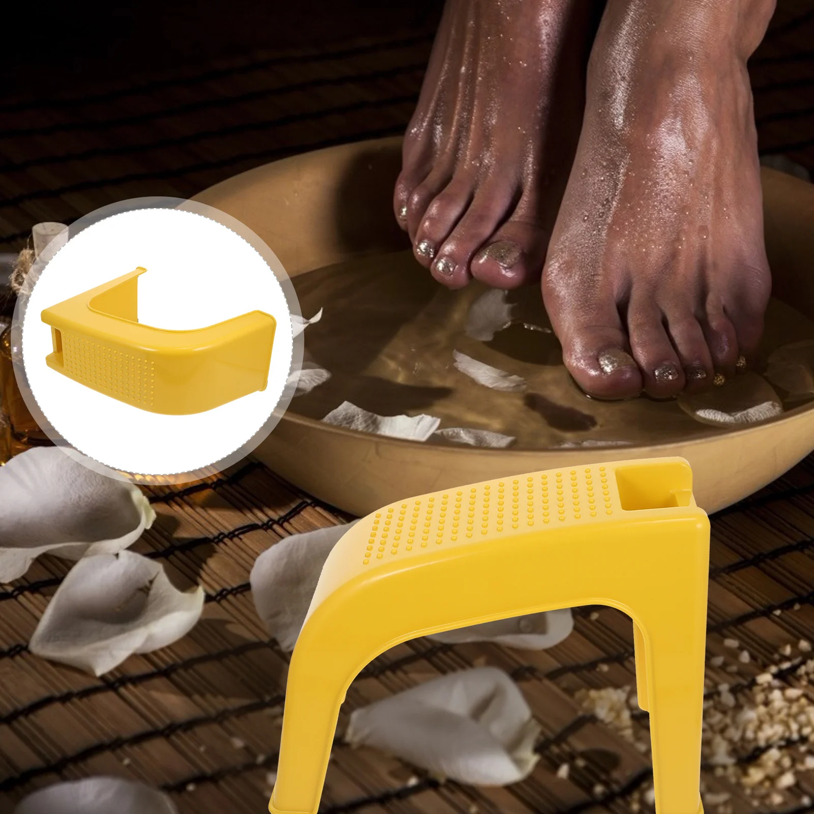 

1pc Pedicure Stool Premium Plastic Footstool For Home Salon Use Anti-Skid Massage Design Durable Foot Care Support Practical