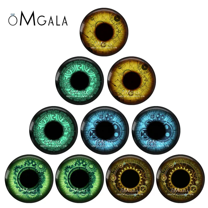 Padrões de engrenagem steampunk boneca olhos dragão gato animais olhos 8mm-40mm redonda de vidro cúpula cabochão demonstração de volta plana fazendo descobertas