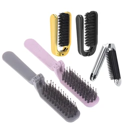 1Pcs Folding Soft Bristle Beard Brush Hairdressing Hair Styling Comb Beard Men‘s Shaving Brush Collapsible Pocket Hair Brush
