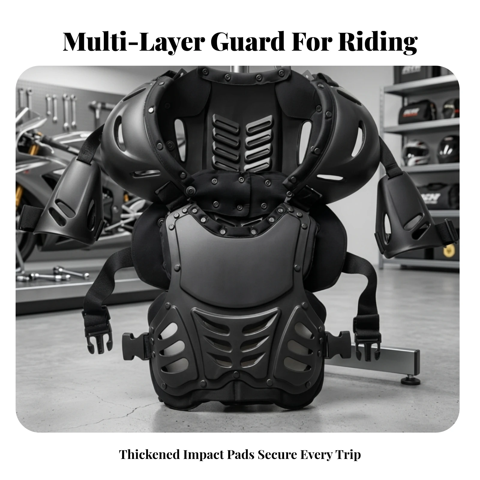Motorcycle Chest Protector Motorcycle Protective Vest Shielding Riding Vest Rivet Panel Lightweight Hard Shell Safety Wear
