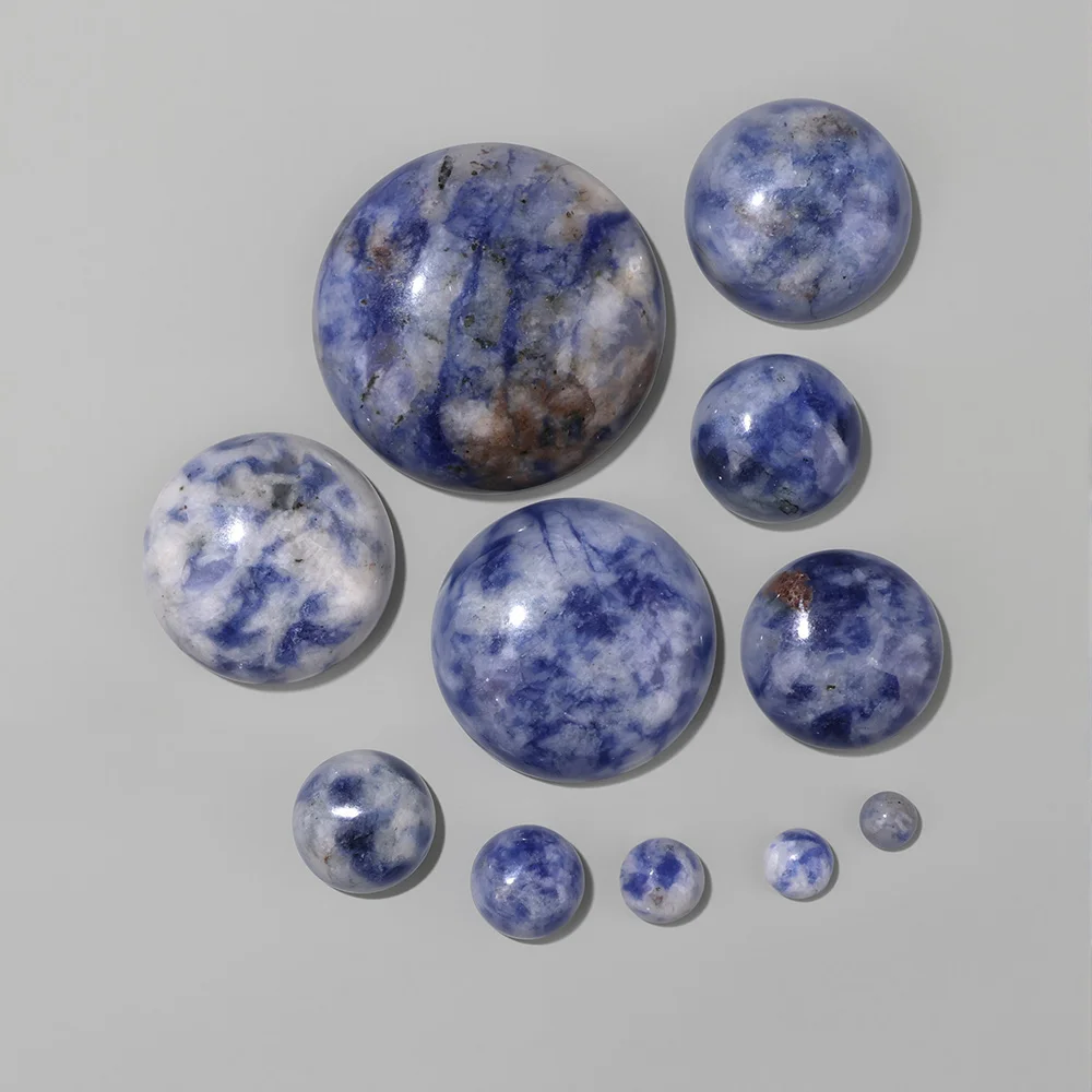 10pcs/Pack Blue Dot Sodalite Natural Stone Cabochons 3/4/5/6/8/10/12/14/16/18/20/25mm Round Flat Back Cabochon For Diy Jewelry