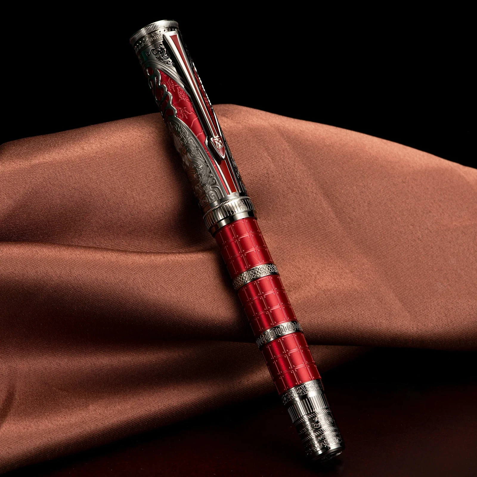 Stylo plume en métal 14-dian D5S Qin avec convertisseur, série ociasty, plume EF/F, écriture rétro exquise, style chinois gravé