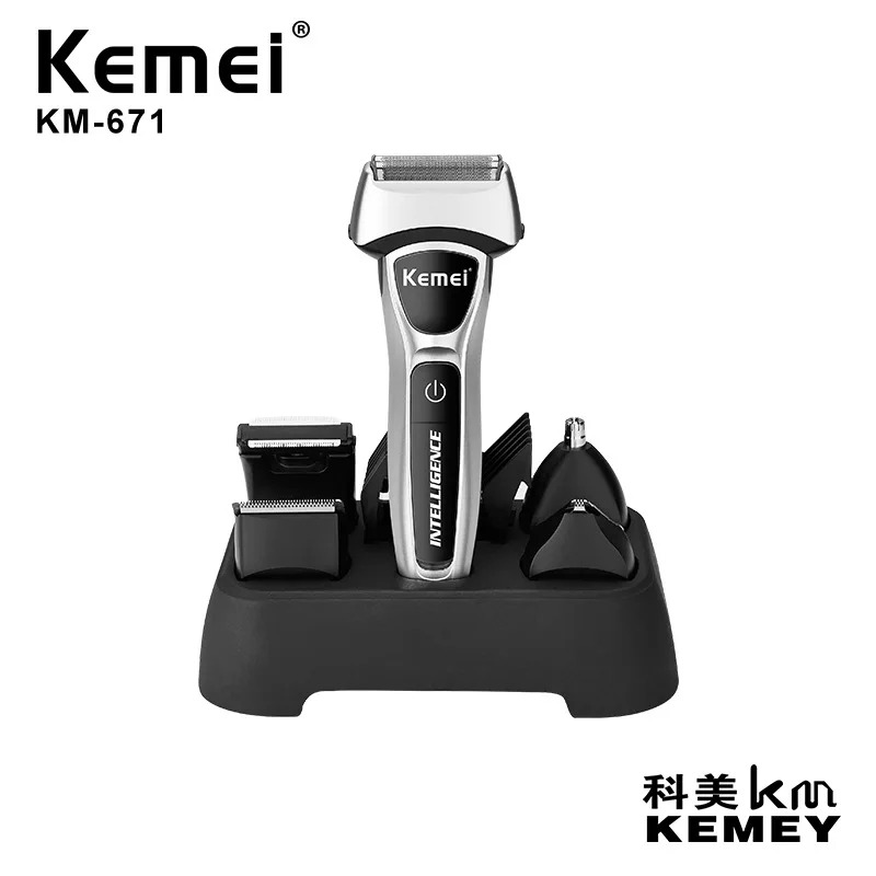 

Cross-border Kemei KM-671 Intelligent Five-stage Variable-speed Motor High-capacity Lithium Battery Five-in-One Kemei Razor