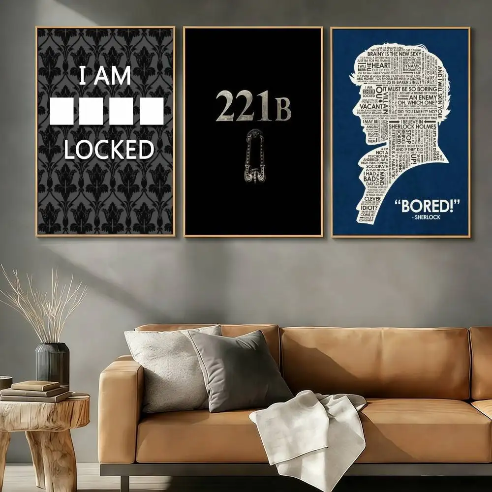 S-SherlockS H-HolmesS Poster Stickers Art Print Retro Aesthetic Wall Decor Living Room Bedroom Home Office HD Gifts