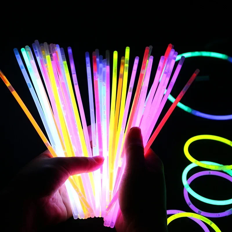 10/100Pcs Fluorescence Sticks Party Multicolor Glowing Stick Bright Colorful Light Bright Bendable Glow Bracelet Party Supplies