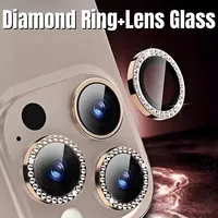 2-3Pcs Diamond Lens Protector For IPhone 16 15 Pro Max 14 Plus Glitter Metal Ring Lens Glass For IPhone 16pro Max Back Lens Cap