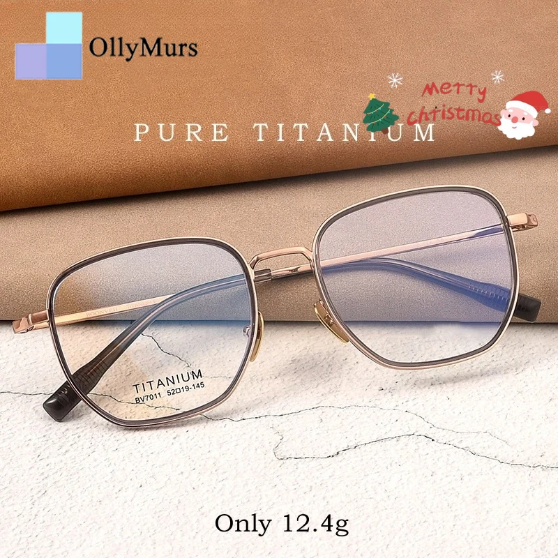 

OLLYMURS ультра легкие очки из чистого титана с рецептами в стиле ретро на заказ, модные оптические очки в оправе для мужчин и женщин, очки
