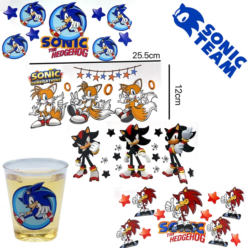 1/4Pcs Sonic The Hedgehog UV DTF Wrap Transfer Sticker Car Sticker Glass DIY Cartoon Waterproof Wrap Transfer Sticker Cup Gift