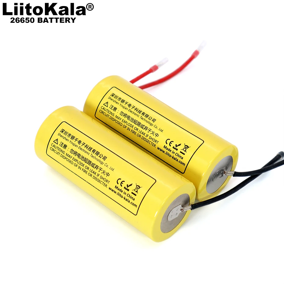 New 26650 5100mAh high Capacity Li-ion 3.7v Rechargeable Battery 20A Discharge 3.6V Power batteries + DIY Cable