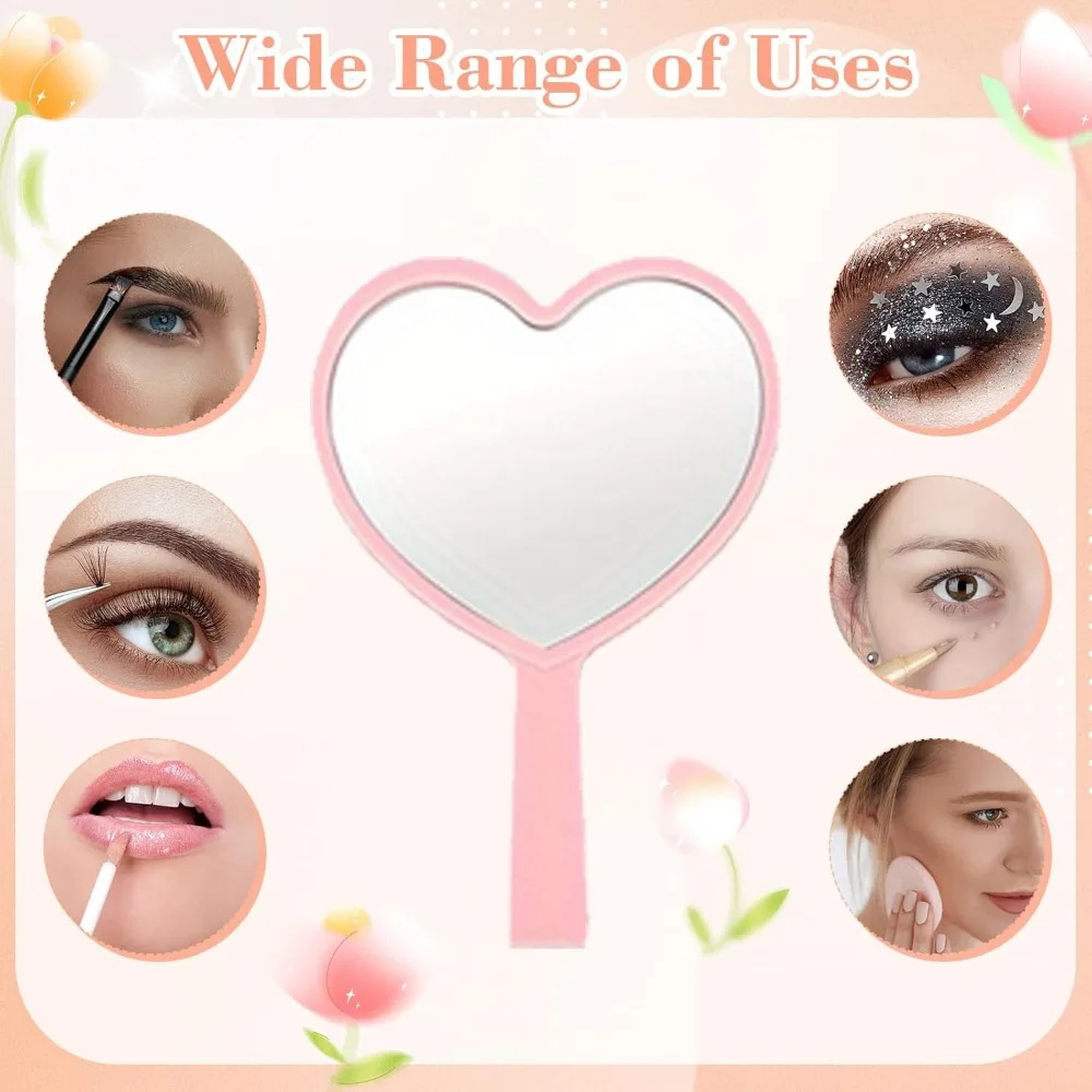 5/10/15/20 Sets herzförmiger Handspiegel-Sets mit Beuteln, tragbare, kompakte Make-up-Spiegel für Frauen, Hochzeitsgeschenke – Detail 4