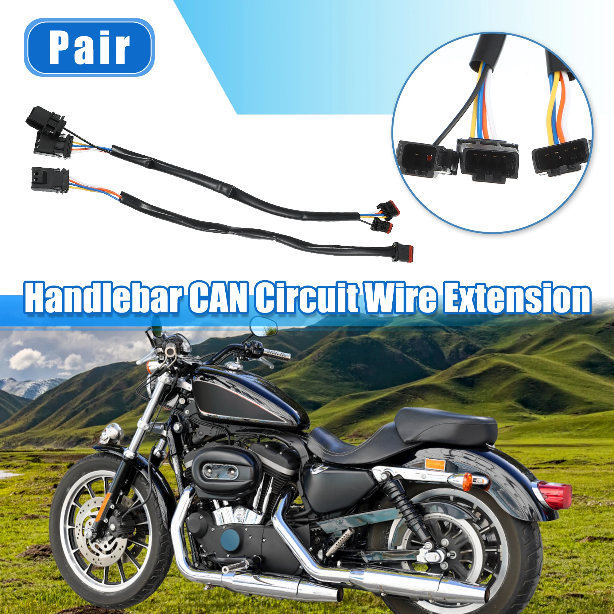 Motoforti 1 Pair 10 Inch 12 Inch 14 Inch Handlebar CAN Bus Circuit Wire Cable Extension Harness for Harley Softail Touring