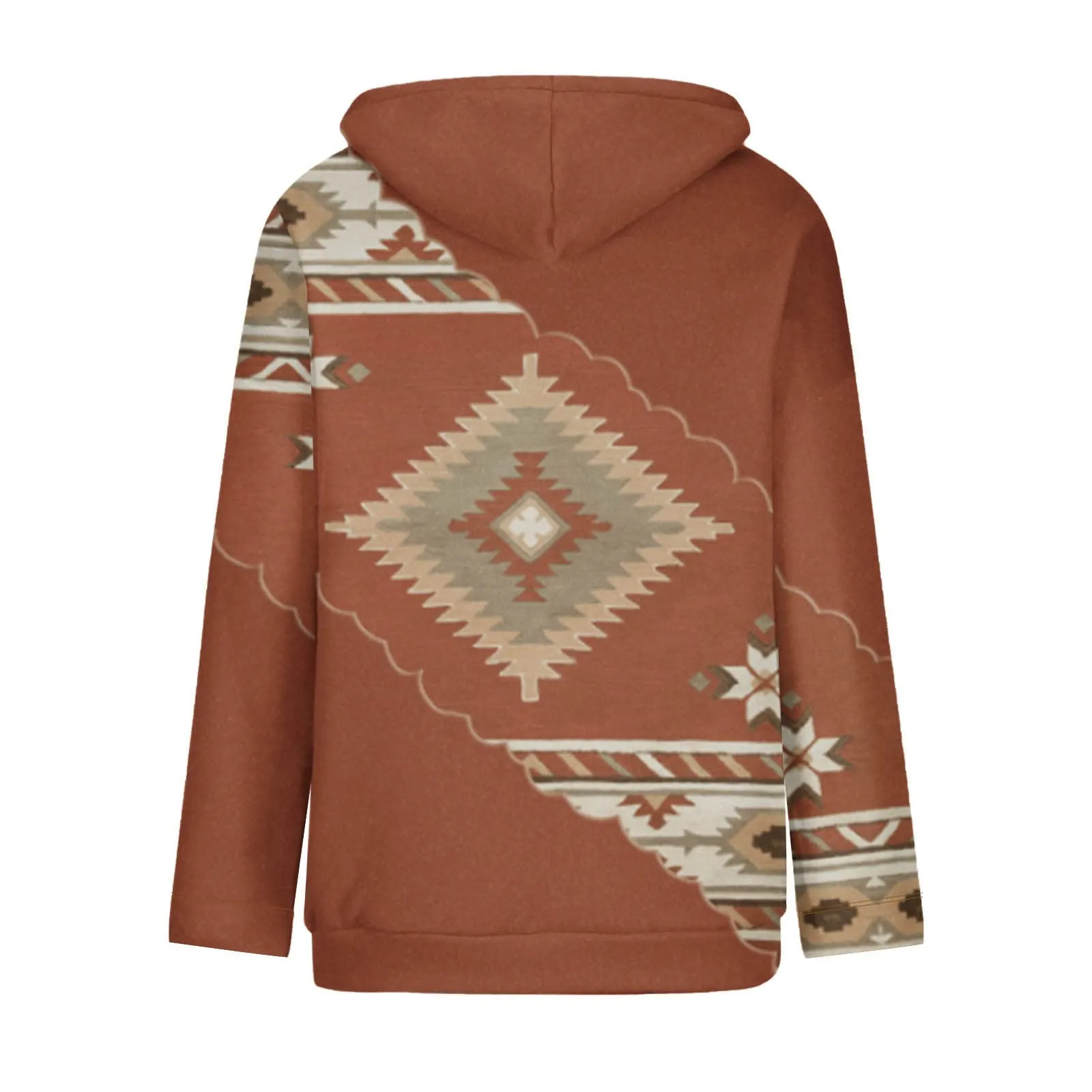 Women’s Hooded Pullover Western Ethnic Style Print Casual Geometric Horse Print Long Sleeve Drawstring Sweatshirt Tops